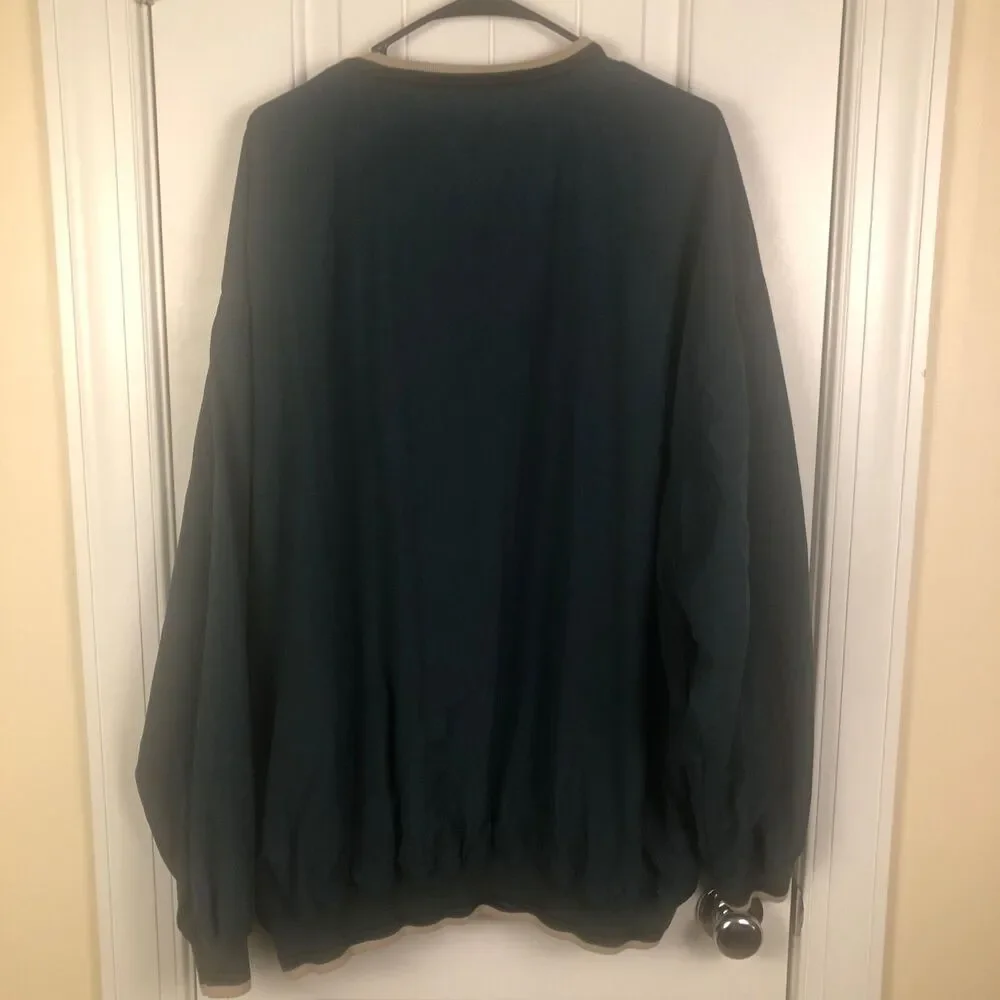 Vintage AM Player Golf Windbreaker Pullover XXL Oversized Green V-Neck Preppy‎ - Picture 3 of 8